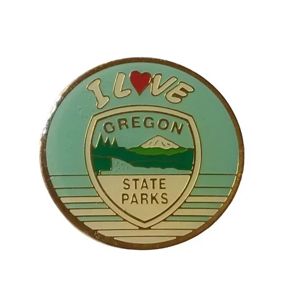 Vintage I Heart Love Oregon State Parks Lapel Pin - Picture 1 of 6